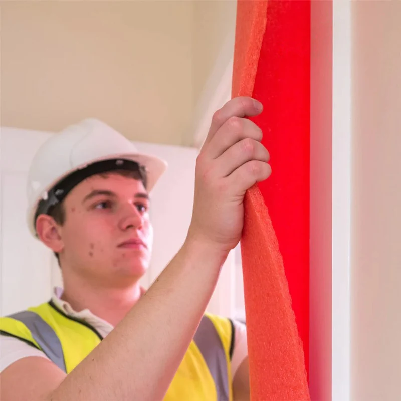 Bâti de Porte Mousse Rouge Grande Largeur 75mm à 225mm Hauteur 2m