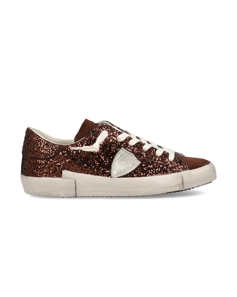Sneakers Prsx Women with Glitter Upper, Brown