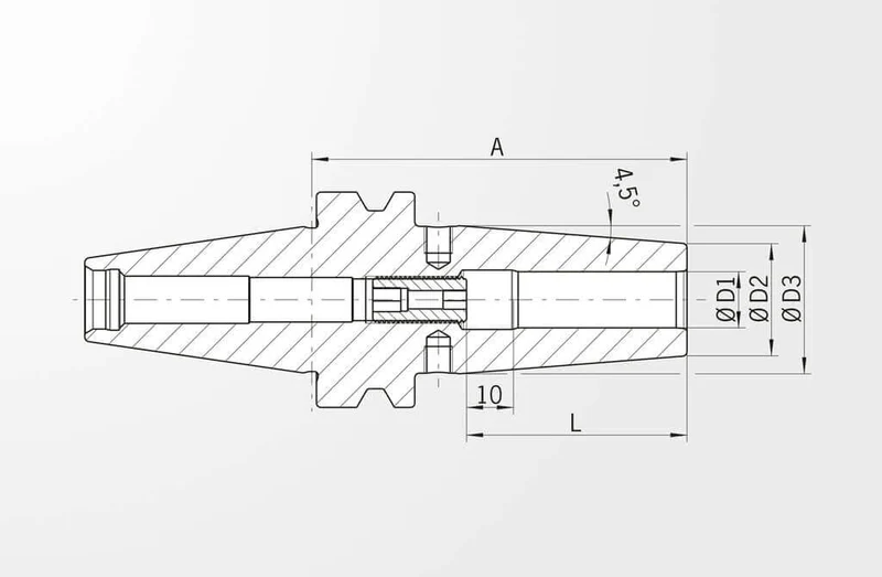 Porte-outil de rétraction exécution standard, similaire à JIS B 6339-2, BT40 avec surface de contact