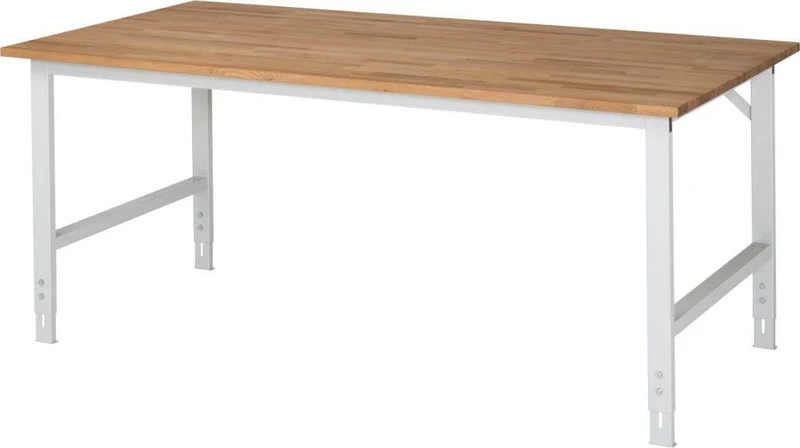 Table de travail RAU, Tom - Plateau en hêtre B2000xP1000xH760-1080mm Plateau en hêtre massif