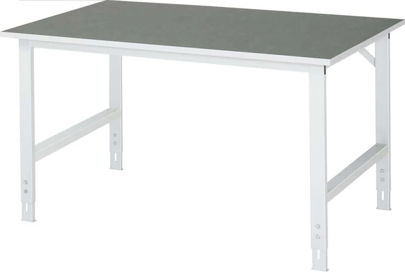 Table de travail RAU, Tom - Plateau en linoléum B1250xT1000xH7 60-1080mm