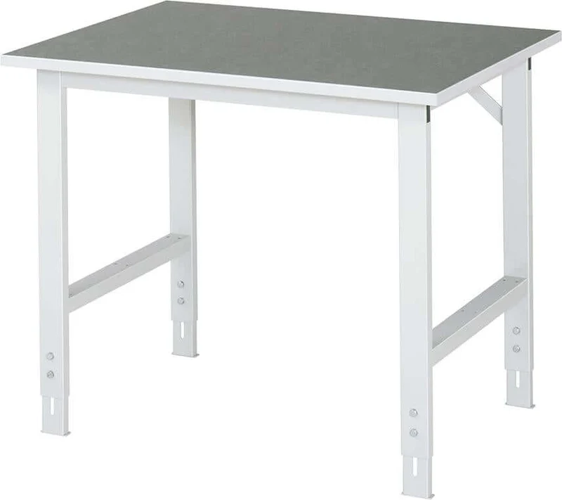 Table de travail RAU, Tom - Plateau en linoléum B1000xT800xH76 0-1080mm