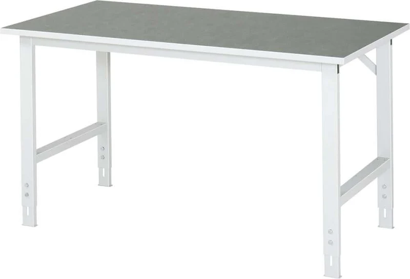 Table de travail RAU, Tom - Plateau en linoléum B1500xT800xH76 0-1080mm