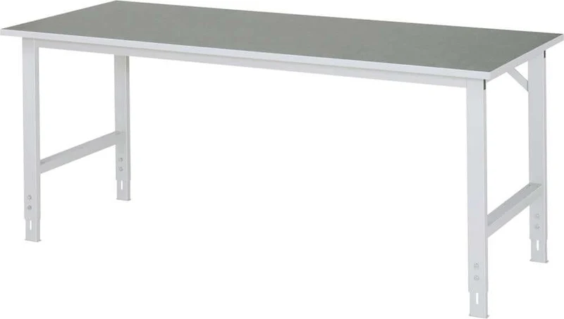 Table de travail RAU, Tom - Plateau en linoléum B2000xT800xH76 0-1080mm