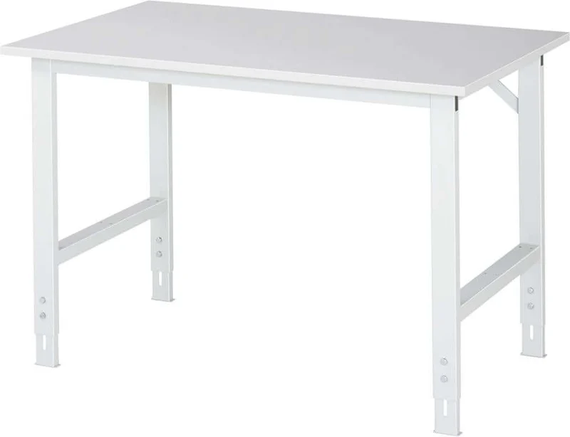 Table de travail RAU, Tom - Plateau en mélamine EGB B1250xP800x H760-1080mm Plateau en mélamine EGB