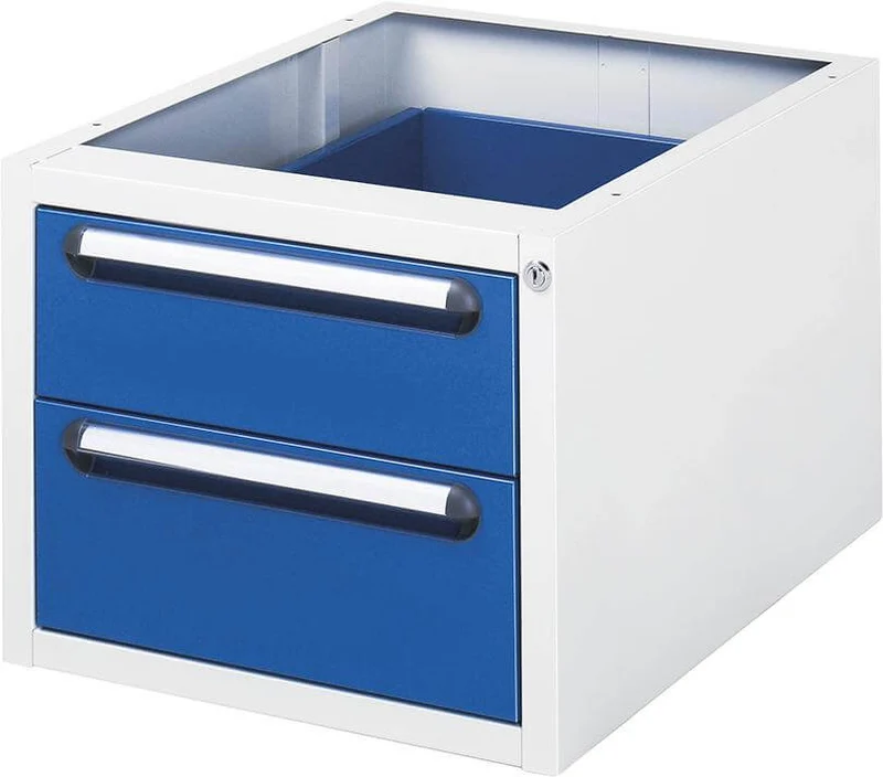 Conteneur de soubassement RAU, L480xP600xH395mm RAL 7035/5010 2 tiroirs