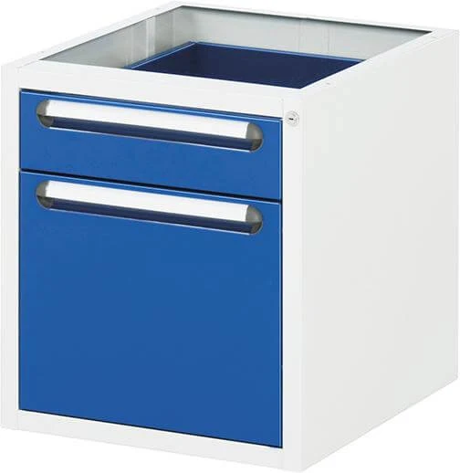 Conteneur de soubassement RAU, L480xP600xH545mm RAL 7035/5010 2 tiroirs