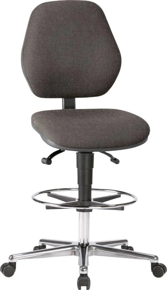 BIMOS, Chaise de travail Bimos revêtement en tissu noir hauteur d'assise 620-870 mm avec roulettes / repose-pieds