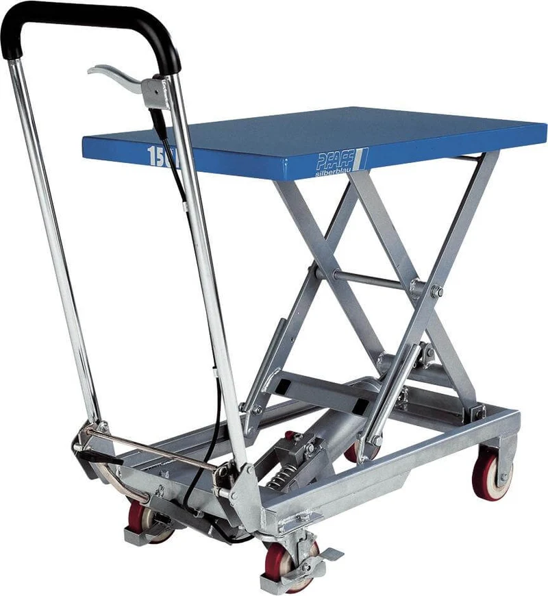 Table élévateur à ciseaux PFAFF, HX Plateforme L700xP400 mm Roues PA/PA Capacité de charge 150 kg