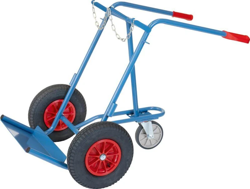 Chariot à roues en acier FETRA, avec roue de support pour 2 roues 40-50 l roues pneumatiques fetra