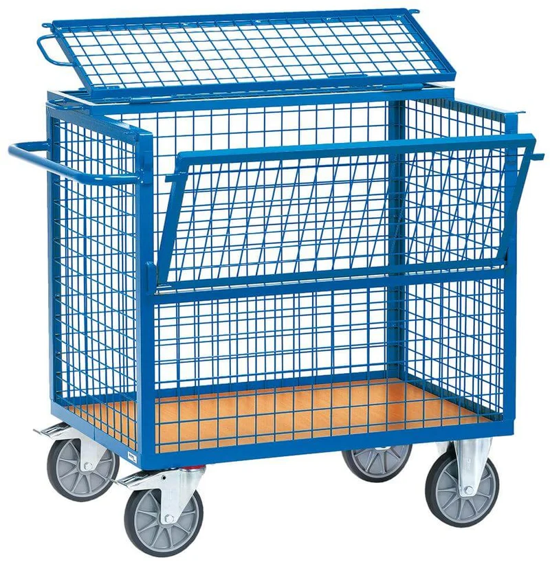 Chariot à caisse grillagée FETRA, 2762 1000x700mm avec couvercle fetra