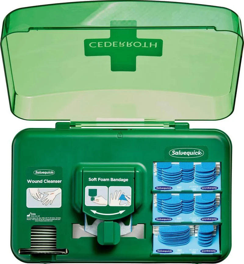 CEDERROTH, Distributeur de soins des plaies bleuDistributeur de premiers secours CEDERROTH