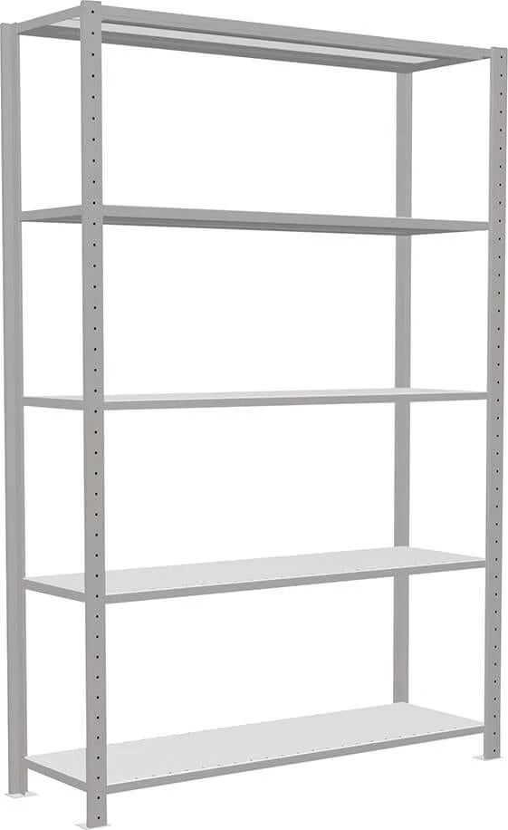 Étagère à emboîtement SCHULTE LAGERTECHNIK, B1300xP400xH2000 mm champ de base 5 tablettes RAL 7035 charge par tablette 150kg