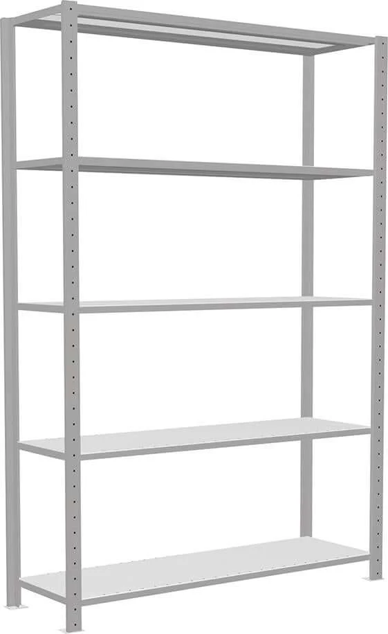 Étagère à emboîtement SCHULTE LAGERTECHNIK, B1300xP400xH2000 mm champ de base 5 tablettes RAL 7035 charge par tablette 250kg