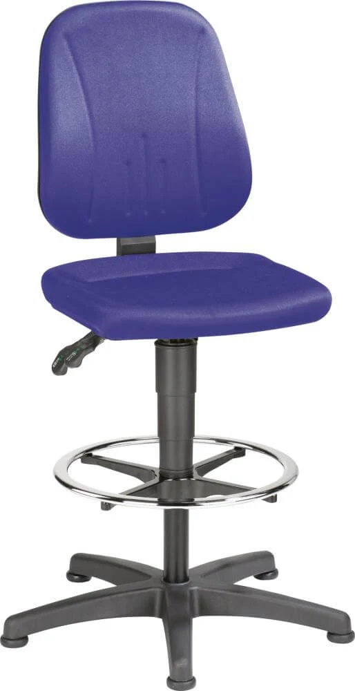 Fauteuil de bureau pivotant BIMOS INTERSTUHL, modèle Bimos 9651-CI02 Unitec 3, hauteur d'assise 580-850 mm avec patins, revêtement en tissu bleu