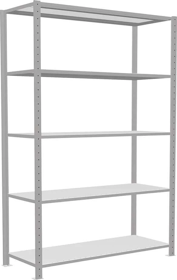 Étagère à emboîtement SCHULTE LAGERTECHNIK, B1300xP500xH2000 mm champ de base 5 tablettes RAL 7035 charge par tablette 250kg