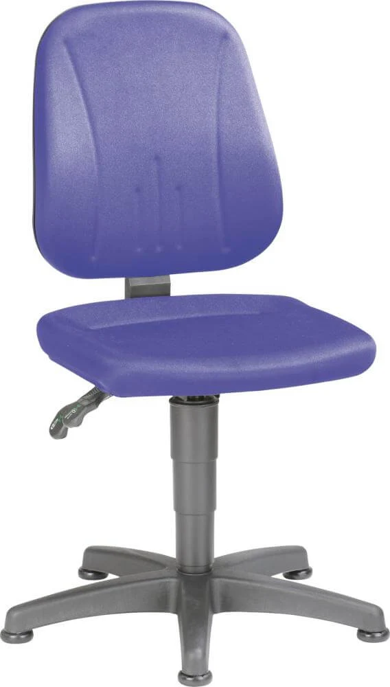 Fauteuil de bureau pivotant BIMOS INTERSTUHL, modèle Bimos 9650-CI02 Unitec 1, hauteur d'assise 440-620 mm avec patins, revêtement en tissu bleu