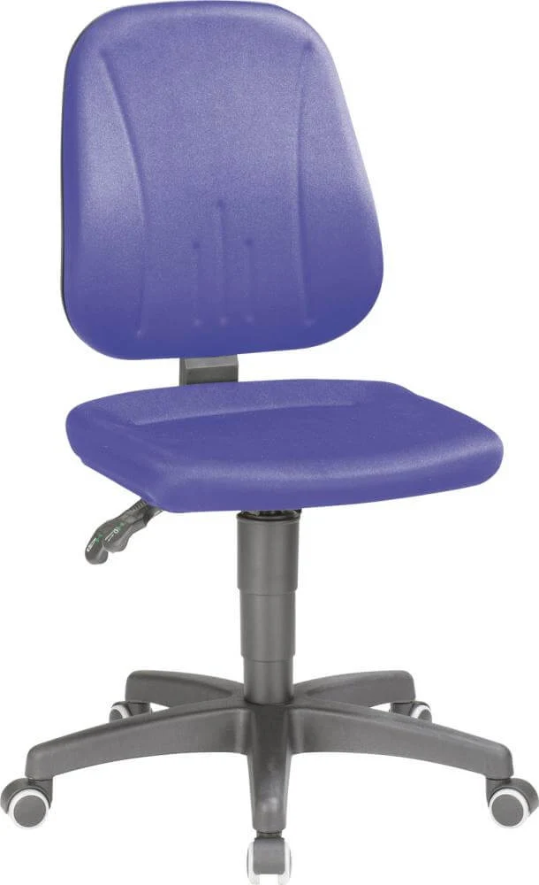 Fauteuil de bureau pivotant BIMOS INTERSTUHL, modèle Bimos 9653-CI02 Unitec 2, hauteur d'assise 440-620 mm, roulettes, revêtement en tissu bleu
