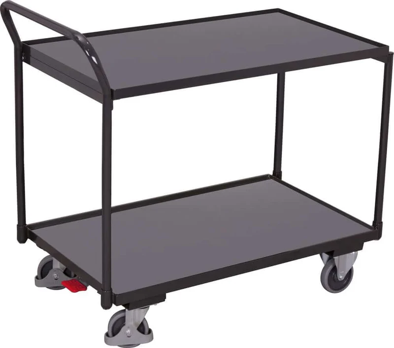Chariot à plateaux VARIOFIT, avec 2 surfaces de chargement RAL 7016 sw-500.500/AG