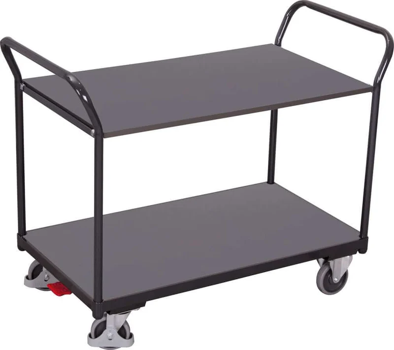 Chariot à plateaux VARIOFIT, avec 2 surfaces de chargement RAL 7016 sw-600.502/AG