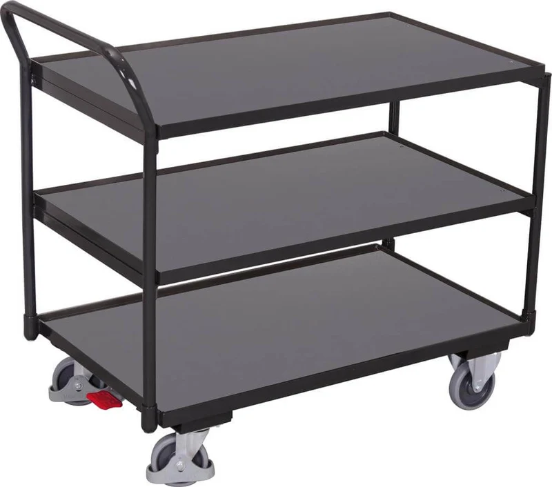 Chariot à plateaux VARIOFIT, avec 3 surfaces de chargement RAL 7016 sw-600.600/AG