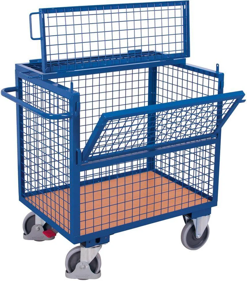 Chariot à caisse grillagée VARIOFIT, 500 kg 975x680 mm avec couvercle VarioFit
