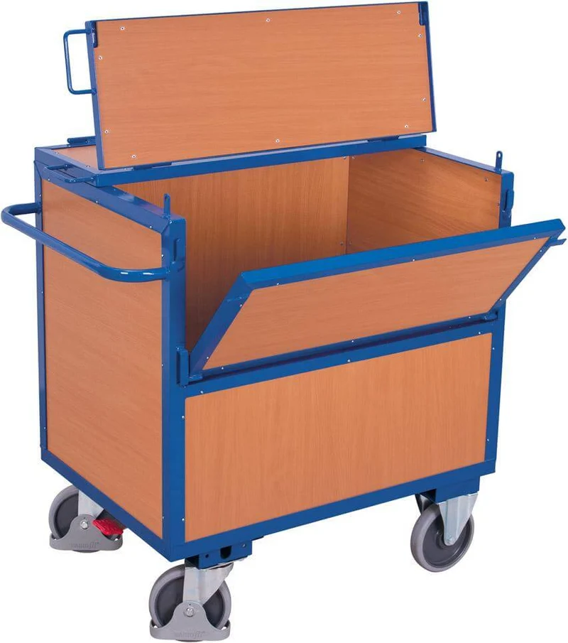 Chariot en bois VARIOFIT, avec couvercle 500 kg 970x670 mm VarioFit
