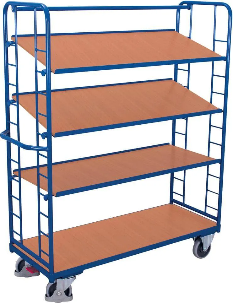 Chariot à étagères VARIOFIT, 250 kg 2 parois 1320x535x1815 mm 4 tablettes VarioFit