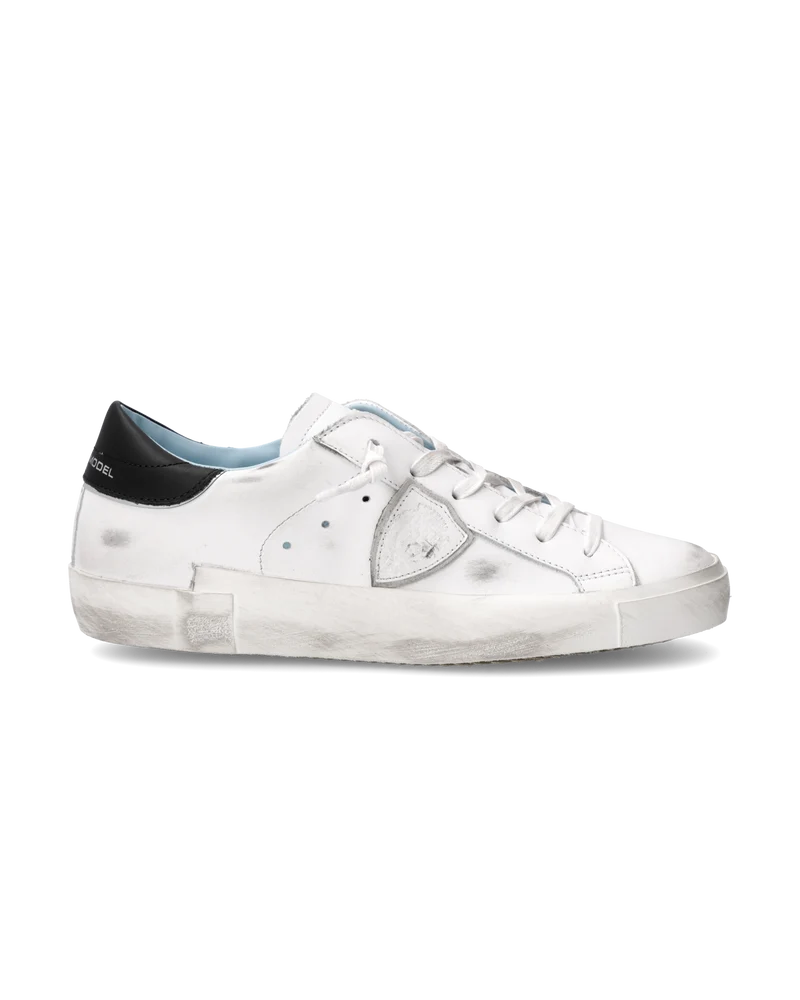 Women's Prsx Low-Top Sneakers in Leather, White Black