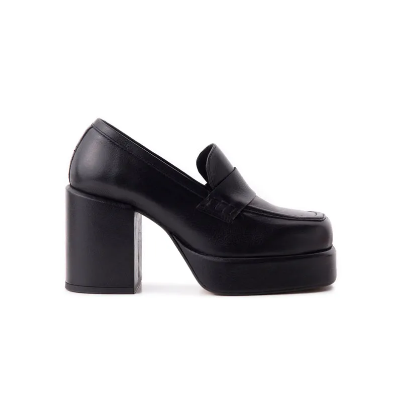 Soria Black Leather Covered