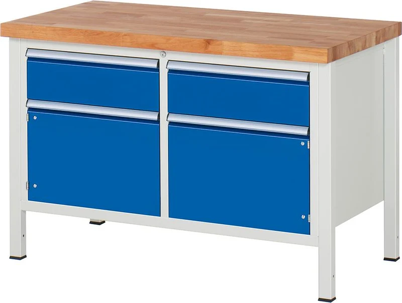 Établi RAU, L1250xP900 avec 2 tiroirs 180/2 FT 360, gris