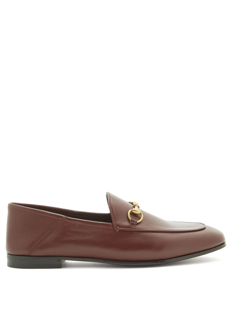 Foldable-heel leather horsebit loafers