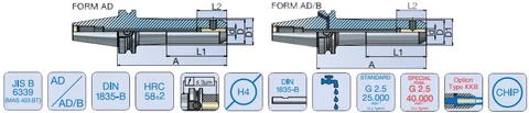 BT MAS 403 BT30 – Porte-fraise à queue de 8 mm Weldon ER-Plus Dual Contact/Face