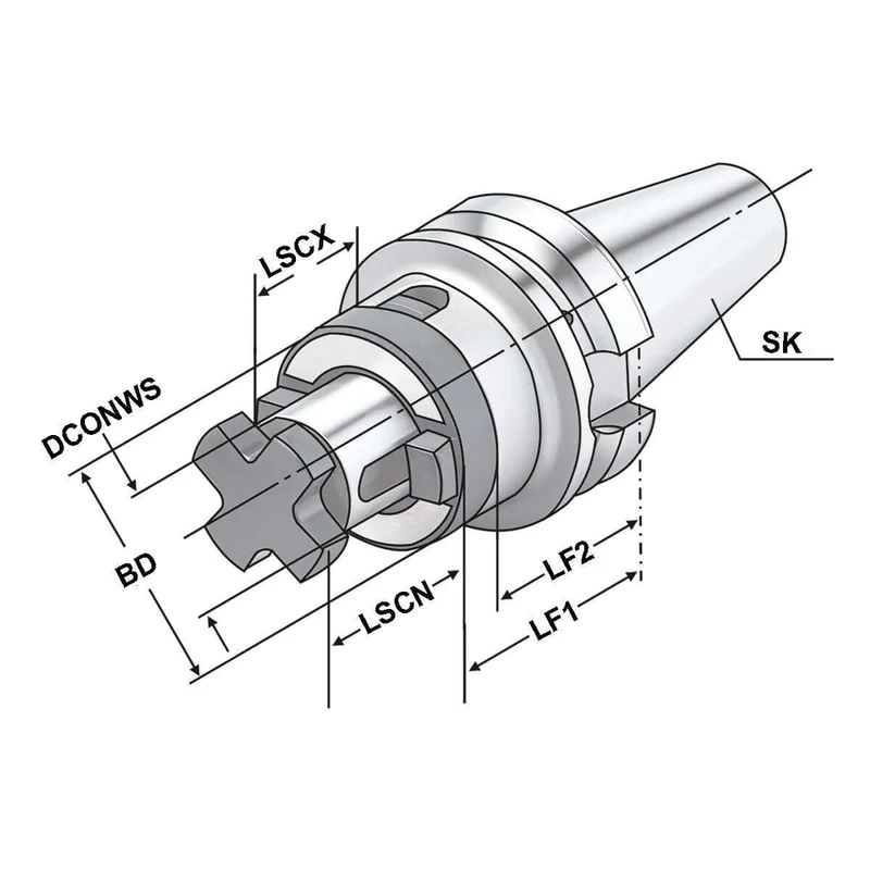 Porte-fraise combiné BT 40 - 16 - 55 ~ ISO 7388-2 JD/JF [JIS B 6339 AD/B] | DC
