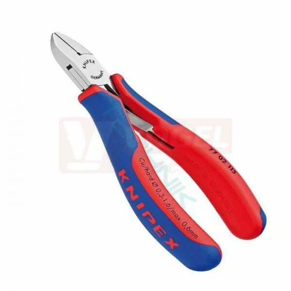 Pince KNIPEX à coupe latérale pour électronique. Avec charnière traversante.