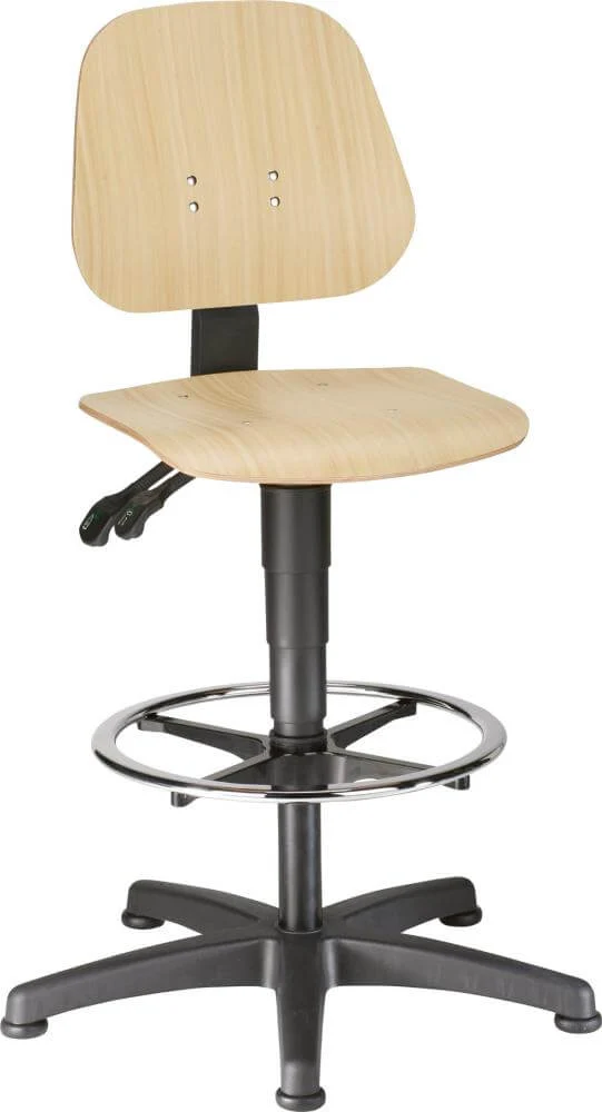 Fauteuil de bureau pivotant BIMOS, modèle 9651-3000 Unitec 3, hauteur d'assise réglable de 580 à 850 mm, avec patins, finition bois.