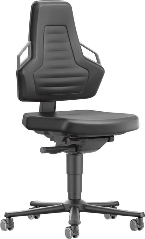 BIMOS, Chaise de travail Bimos Nexxit 2 poignées grises hauteur d'assise 450-600 mm plastique noir, avec roulettes