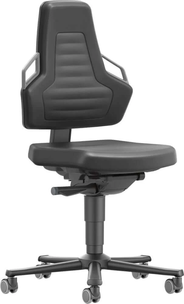 BIMOS, Chaise de travail Bimos Nexxit 2 poignées grises hauteur d'assise 450-600 mm intégrée noire, avec roulettes