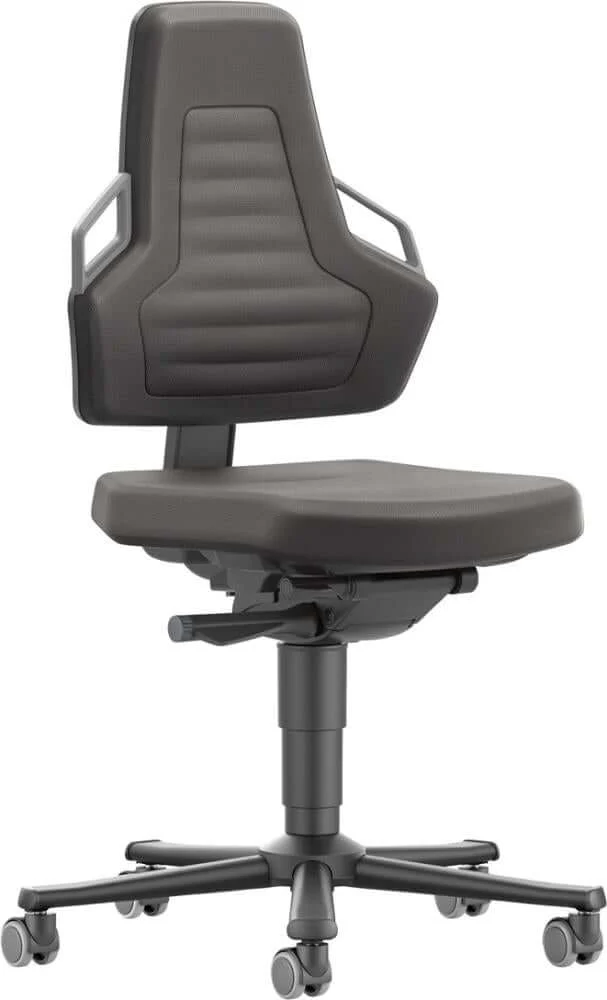 BIMOS, Chaise de travail Bimos Nexxit 2 poignées grises hauteur d'assise 450-600 mm Supertec noir, avec roulettes