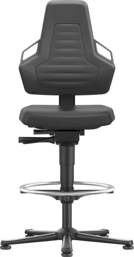 BIMOS, Chaise de travail Bimos Nexxit 3 poignées grises hauteur d'assise 570-820 mm tissu noir, repose-pieds
