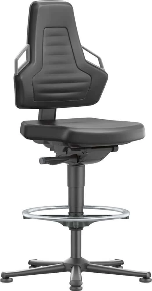 BIMOS, Chaise de travail Bimos Nexxit 3 poignées grises hauteur d'assise 570-820 mm plastique noir, repose-pieds