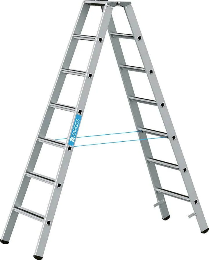 Échelle à marches ZARGES, Saferstep B 2x7 marches Longueur de l'échelle 1,98 m Hauteur de travail 3,30 m ZARGES