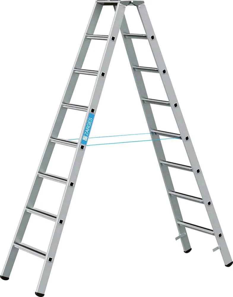 Échelle à marches ZARGES, Saferstep B 2x8 marches Longueur de l'échelle 2,27 m Hauteur de travail 3,60 m ZARGES