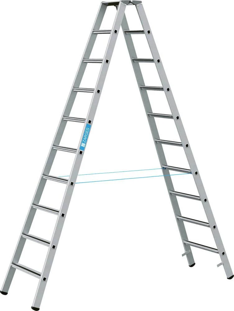 Échelle à marches ZARGES, Saferstep B 2x10 marches Longueur de l'échelle 2,83 m Hauteur de travail 4,15 m ZARGES