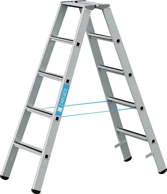 Échelle à marches ZARGES, Saferstep B 2x5 marches Longueur de l'échelle 1,42 m Hauteur de travail 2,80 m ZARGES