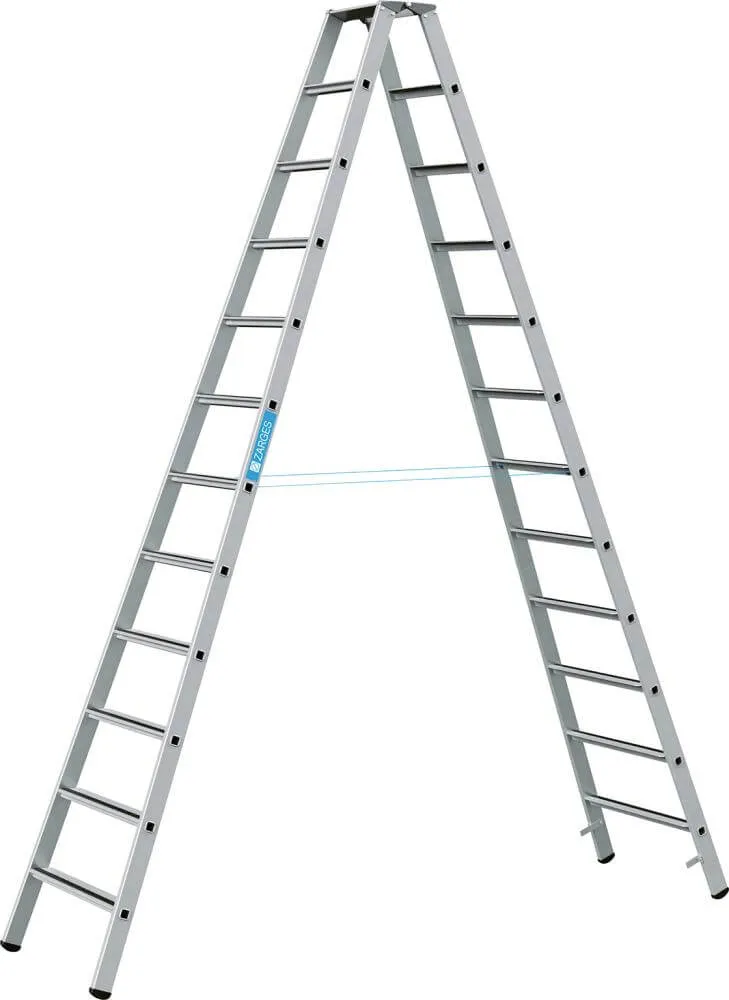 Échelle à marches ZARGES, Saferstep B 2x12 marches Longueur de l'échelle 3,39 m Hauteur de travail 4,65 m ZARGES