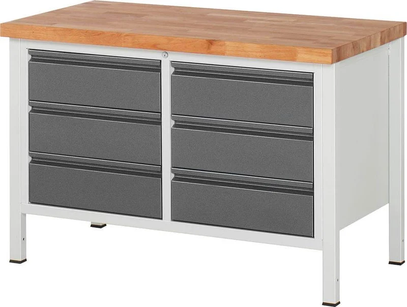Établi RAU, Série Basic 8 Modèle 8473-2 B1250xT700xH840mm RAL7035/7016
