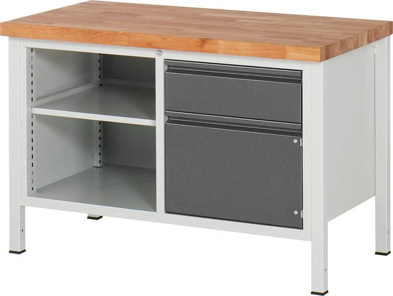 Établi RAU, Série Basic 8 Modèle 8461-2 B1250xT700xH840mm RAL7035/7016
