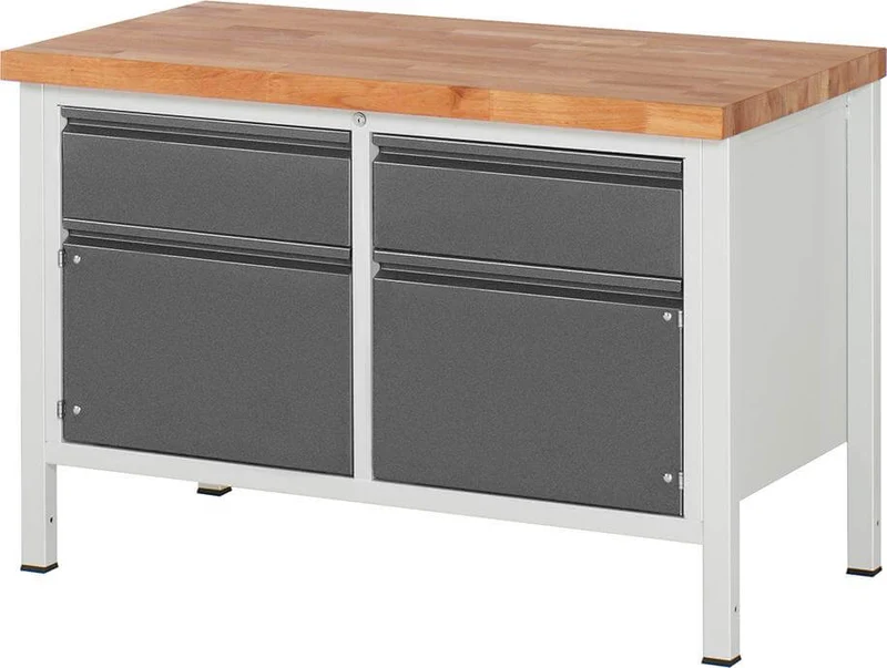 Établi RAU, Série Basic 8 Modèle 8466-2 B1250xT700xH840mm RAL7035/7016