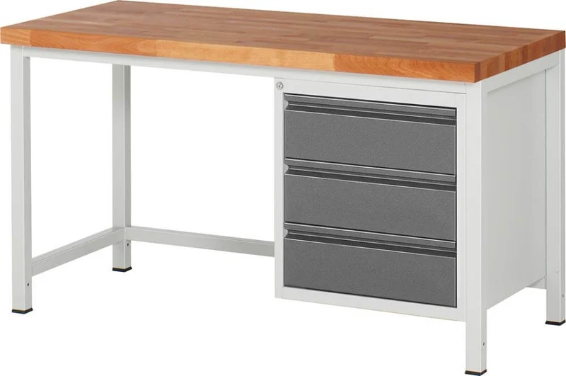 Établi RAU, Série Basic 8 Modèle 8157-1 B1500xT700xH840mm RAL7035/7016